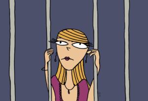 caricatura di ragazza in prigione 